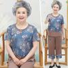 Traje de verano para abuela para mediana edad y ancianas de manga corta talla grande traje de dos piezas para madre delgado corto suegra ropa de mujer