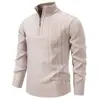 Suéter de Punto para Hombre con Cuello Medio y Media Cremallera, Jersey de Punto Trenzado Otoño/Invierno, Top Casual Holgado de Manga Larga