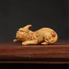 Cipreste Tianlu Guardião Pixiu Escultura à Mão Madeira Maciça Esculpida Besta Auspiciosa para Riqueza e Prosperidade Estilo Chinês Ornamento de Sala de Estar Escultura à Mão