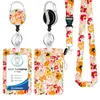 Flor de Arcoíris Riñón Colorido Inglés Aleación de Zinc Hebilla Fácil de Tirar Cubierta para Tarjeta de Identificación de Estudiante Cubierta Protectora para Tarjeta de Trabajo Cordón