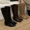Botas por encima de la rodilla para mujer con aumento de altura interno, sencillas y versátiles, nuevo modelo 2026, botas altas estilo caballero, botas altas adelgazantes para personas menudas