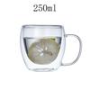 Vaso de doble capa de vidrio de borosilicato para el hogar para sala de estar, para jugo, leche, café, con asa, vaso para beber transparente con forma de huevo
