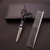 Tijeras para el aseo de mascotas Tijeras para cortar el pelo de perro Juego de tijeras de recorte negras desmontables de 7 pulgadas Tijeras curvas Tijeras para mascotas