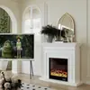 Decoración de chimenea con llama simulada estilo francés para fondo de transmisión en vivo, mueble de TV con chimenea para interior del hogar, sala de estar y recibidor