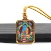 Colgante Mini Tanka de Acero de Titanio con Cinabrio Estilo Xizang, Ocho Deidades Guardianas, Dios Amarillo de la Riqueza, Amuleto Colgante Buda de la Vida Pasada y Presente Venta al por Mayor