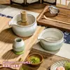 Cuencos de matcha personalizados, cuencos de té de cerámica vidriada en degradado, soportes para batidores de té, juegos de cuencos de té de la dinastía Song y cuencos de té para moler té