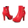 Tallas 34-43 Botines de Cuero Bajos para Mujer Otoño e Invierno con Punta Redonda, Tacón Ultraligero, Plataforma Impermeable, Cremallera Lateral, Versátiles Botines de Tobillo para Mujer Transfronterizos