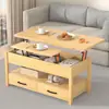 Mesa de Centro con Tapa Elevable 4 en 1 Multifuncional con Almacenamiento y Compartimento Oculto Estilo Casa de Campo