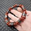 Pulsera de jade con cuentas Sky de tres ojos en blanco y negro Jarrón con cuentas Sky de nueve ojos verdes Pulsera luantong de cuentas Sky Pulsera retro Wenwan