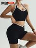 Conjunto de Roupas de Yoga de Secagem Rápida para Esportes ao Ar Livre Feminino Shorts de Ciclismo para Yoga Roupa Fitness Regata Fitness Roupa Esportiva