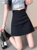 Falda Plisada de Color Café Estilo Coreano para Mujer, Primavera/Verano 2026, de Cintura Alta, que Cubre la Cadera, Anti-Exposición, Bodycon, Línea A, Corta