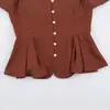 Ropa de Mujer Transfronteriza 2026 Moda Europea y Americana Ajustada Estilo Falda Corta Dobladillo Fruncido Camisa de Manga Corta para Mujer B483073