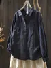 Camisa de Mujer Nuevo Estilo Principios de Otoño 2026 Doble Capa Gasa de Algodón Encaje Empalmado Estilo Artístico Retro Camisa Suelta