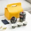 Juego de Té de Viaje Portátil Cerámica Kung Fu Juego de Té Exterior Taza Rápida Juego Pequeño Recuerdo Vacaciones Regalo de Negocios