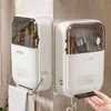 Caja de almacenamiento de palillos montada en la pared, soporte para palillos con drenaje y protección contra moho, jaula de palillos montada en la pared, estante de almacenamiento para cucharas y palillos