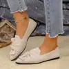 Comercio electrónico transfronterizo, talla grande, colección nueva otoño 2026, zapatos planos para mujer con punta fina y detalle de lazo, estilo sin cordones