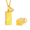 Collar Colgante de Barra de Oro Pequeña Cuadrada Hielo Triturado Oro Brillante 24K, Cadena Clavicular de Lujo Ligero para Mujer, Mismo Estilo que la Tienda de Oro Puzuo