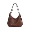 Bolsa Retro de Gran Capacidad para Desplazamiento Mujeres 2025 Nueva Casual Versátil de Un Hombro Cruzada Mochila de Doble Hombro Multiusos