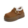Sapatos Individuais de Lã de Cordeiro com Solado de Espuma para Mulheres 2025 Inverno Novo Estilo Retrô Botas de Neve com Forro de Lã Sapatos Casuais Versáteis de Algodão Peludos