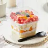 Caixa Quadrada para Bolo Mousse, Bolo em Camadas de Leite de Soja de Madeira, Iogurte de Frutas, Embalagem Transparente Blister Anti-Nevoeiro para Confeitaria