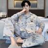 Outono e Inverno Novos Pijamas Masculinos Sanduíche de Algodão Manga Longa Solto plus size Quente Terno Casual Exterior Vestindo Roupas de Casa