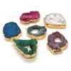 Temu Más Vendido Colgante de Pieza de Ágata con Borde Dorado Asimétrico Tendencia Piedra Natural Colgante Piedra Boutique Tk Más Vendido