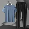 Conjunto Longo 2302-B em Estoque, Camiseta Masculina de Secagem Rápida Tamanho Grande com Manga Curta e Bermuda Esportiva Casual
