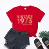 Comércio Exterior Europeu e Americano novo feminino Vintage 1973 Peças Originais estampa de letras coloridas Camiseta para mulheres