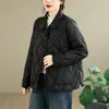 Foto real 2026 Outono/Inverno jaqueta acolchoada acolchoada elegante feminina nova leve de algodão casaco quente justa