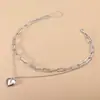 Collar con Colgante de Corazón de Amor de Moda con Personalidad Europea y Americana Harajuku Retro Viento Frío Collar Doble Clavícula para Mujer