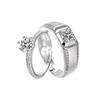 Anillo de pareja clásico abierto de seis garras estilo coreano para hombre y mujer, anillo de par de circón, anillo de diamante artificial, anillo para mujer, accesorios para boda