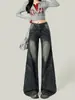 Elegantes jeans de campana de cintura alta para mujer, de moda para principios de otoño, versátiles, no ajustados, para figura de pera, holgados, estilo bootcut