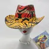Chapéu de Cowboy Ocidental Mais Vendido na Amazon Transfronteiriço com Estampa Estilo Vintage para Homens, Estilo Chapéu para Exterior, Chapéu de Palha, Chapéu de Palha de Cavaleiro