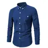 Camisa de pana vintage para hombre de comercio exterior de otoño, estilo coreano, moderna, con bolsillos, camisa casual de manga larga