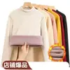 Camiseta base de invierno para mujer, nueva, de cuello medio alto, forrada de polar, engrosada, corte ajustado, cálida, de manga larga, cuello alto, top para llevar debajo
