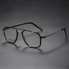 Lentes de Hoja para Hombres y Mujeres Miopía Montura de Lentes de Titanio Puro Retro Doble Puente Montura Completa Cuadrada 9753 Montura de Lentes Transparentes Montura Grande
