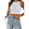 Verão 2023 transfronteiriço Amazon cor sólida Novo wish Europeu e Americano sem mangas gola redonda em forma de I colete camiseta comércio exterior vestuário feminino