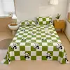 Sábana de tela gruesa a cuadros a rayas, juego de tres piezas para dormitorio de estudiantes, individual o doble, funda de almohada de tela gruesa vieja