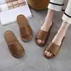Sandalias para Mujer de Primavera y Verano Tejidas con Mimbre, Hierba, Bambú, para el Hogar, Interiores, Pareja, Suela Suave, Suelo Silencioso, Zapatillas de Lino, Venta al por Mayor