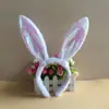 Diadema de conejo de peluche con lentejuelas y orejas largas, hebilla para la cabeza, pasador para el cabello, Día del Niño, Conejo de Pascua, accesorios de cosplay