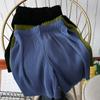 Shorts plissados de perna larga, estilo coreano, feminino, verão, cintura alta, slim fit, solto, calça plissada, cinco comprimentos, calça casual drapeada, moderna