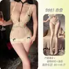 Camisola de Renda com Tela Transparente Noturna Lingerie Sexy com Alças Decote em V Profundo Vestido de Dormir 9661