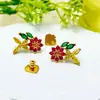 Nuevo Estilo Fresco Lindo Exquisito Color Circonia Flor Diseño de Moda Entrada Lujo Nicho Pendientes de Broche de Plata 925