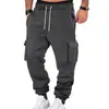 Suministro exclusivo transfronterizo de pantalones joggers casuales de color liso con cordón para trabajo deportivo de primavera y otoño para hombre, disponibles para dropshipping