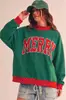 Otoño/Invierno 2026 Transfronterizo Amazon Holgado Cuello Redondo Manga Larga Vintage Retazos Sudadera con Estampado de Letras Abrigo de Otoño para Mujer