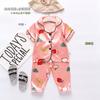 BE10 Mufu Rui 2023 Ano Novo Infantil Roupa de Casa Manga Curta Calça Borda Branca Coração Moda Casual Pijama