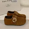 Em estoque~Couro Genuíno Cobertura Total Solado Grosso Sapatos Birkenstock Femininos 2026 Chegada Nova Outono Sapatos Casuais Simples Slip-on Preguiçosos
