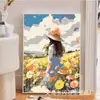 Fresco y Sencillo Niña Floral Habitación Infantil Dormitorio Mural Sala de Estar Comedor Entrada Pintura Decorativa Gabinete de TV Pintura de Exhibición