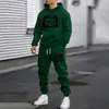 Conjunto Esportivo Masculino com Estampa de Letras Moda Casual Primavera e Outono Moletom com Capuz e Calça Longa Conjunto de Duas Peças