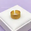 Anel feminino banhado a ouro de cobre com fornecimento ao vivo, simples, com seis caracteres, sutra do coração da verdade, joia masculina, anel ajustável, atacado